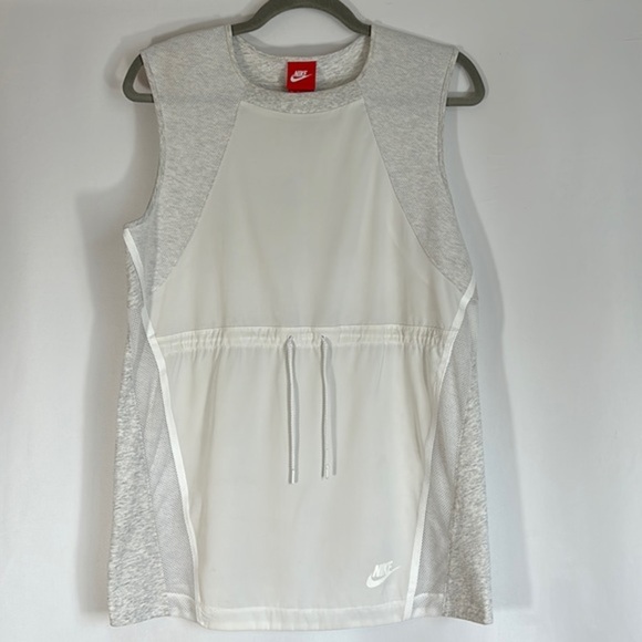 Nike White & Grey Tank Top with Front Strings & Front Mesh - Picture 1 of 7